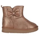 Girls Metallic Gold Faux Leather Bow Boots, 1, hi-res