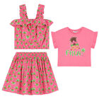 Girls Pink Palm Tree Skirt Set, 1, hi-res
