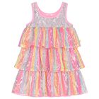 Girls Pink Sequin Layered Dress, 1, hi-res