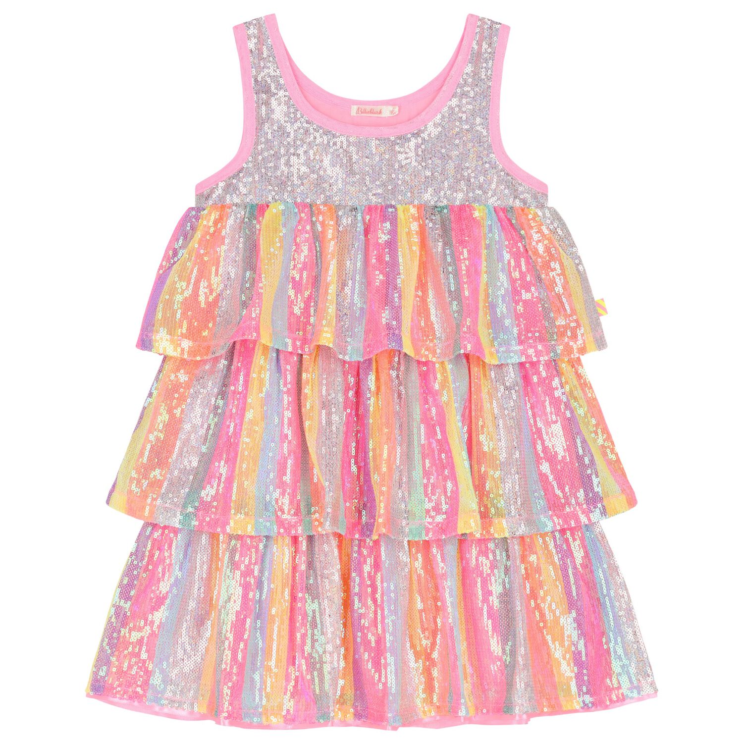 Girls Pink Sequin Layered Dress, 1, hi-res image number null