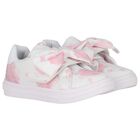 Girls White & Pink Floral Velcro Trainers, 1, hi-res