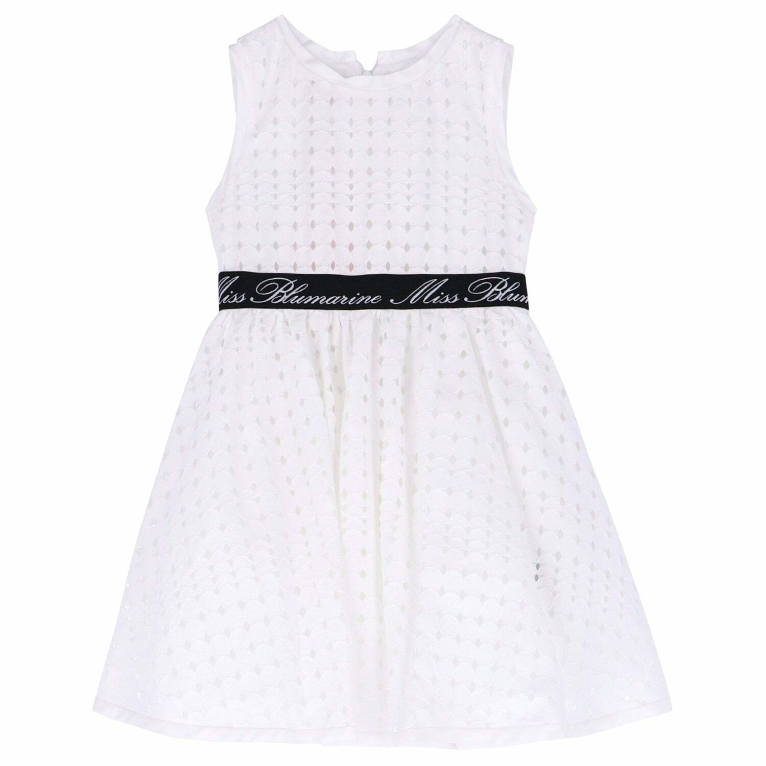 Girls White Sleeveless Dress, 2, hi-res image number null