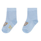 Baby Boys Blue Teddy Socks, 2, hi-res