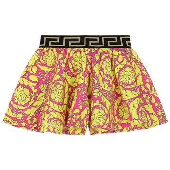 Girls Pink & Yellow Barocco Shorts