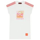 Girls White Logo Dress, 1, hi-res