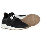 Boys Black Logo Trainers, 1, hi-res