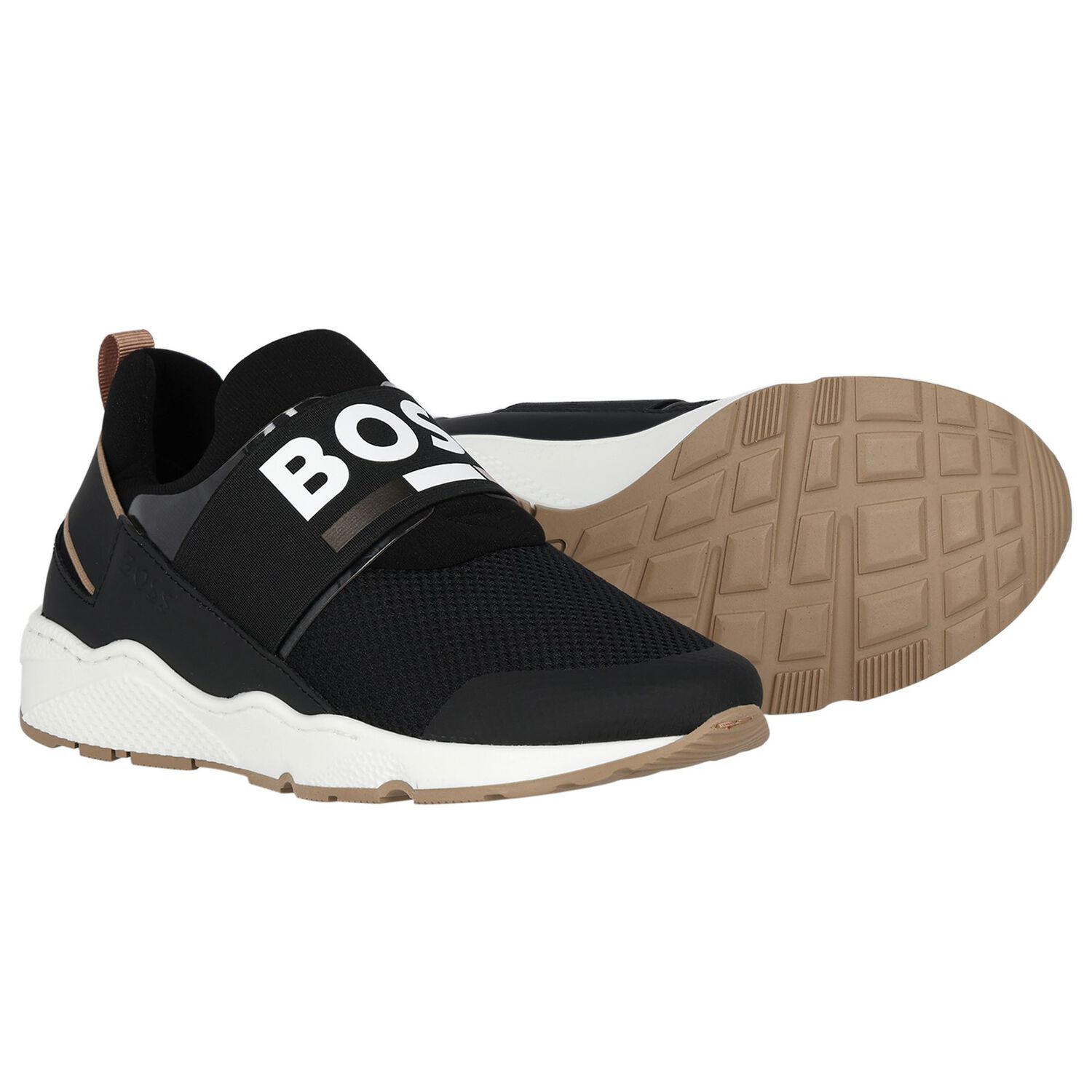 Boys Black Logo Trainers, 1, hi-res image number null