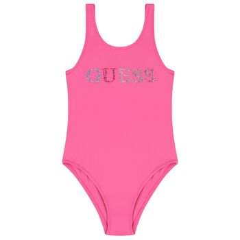 Girls Pink Logo Swimsuit