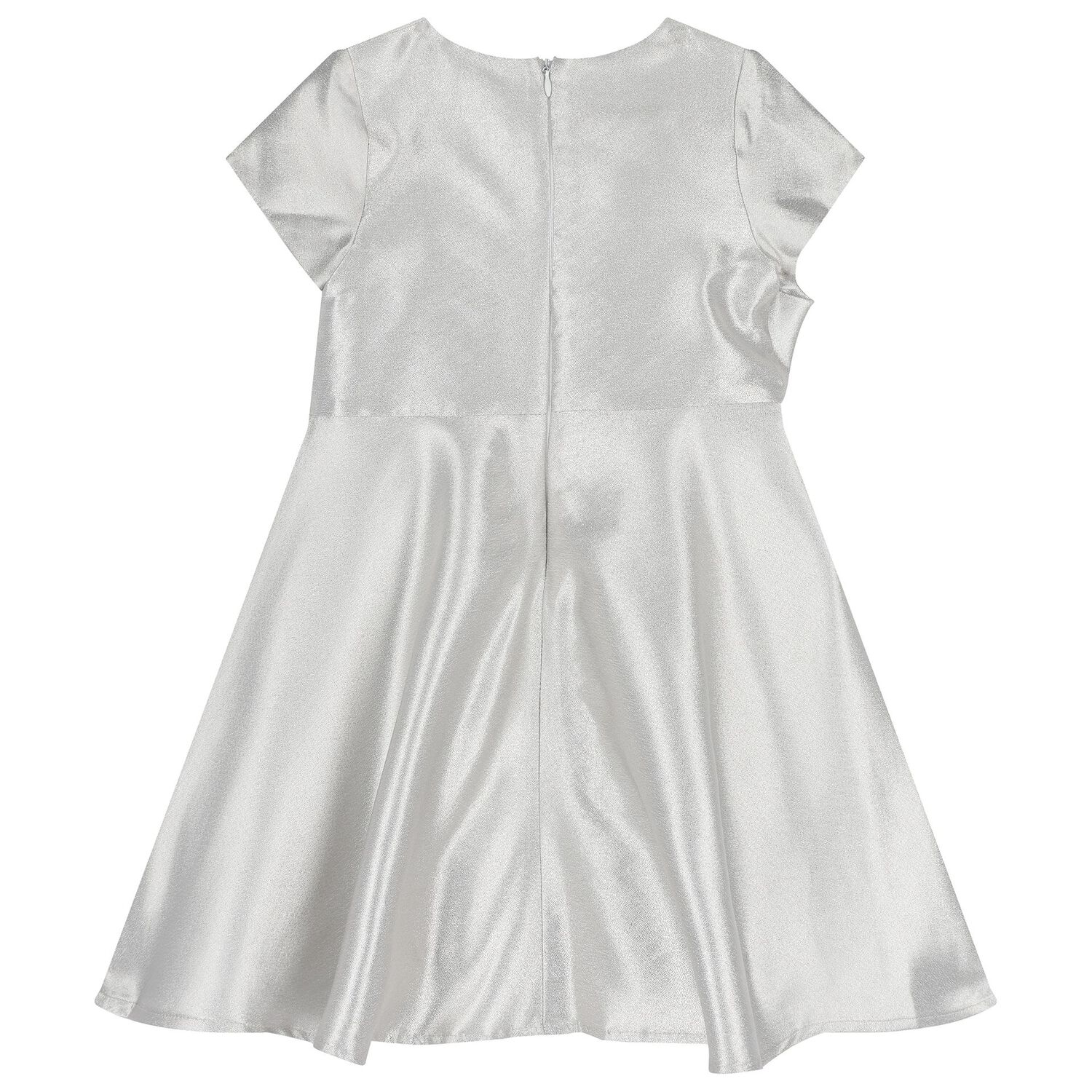 Girls Silver Rose Satin Dress, 1, hi-res image number null