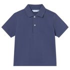 Younger Boys Navy Blue Logo Polo Shirt, 4, hi-res