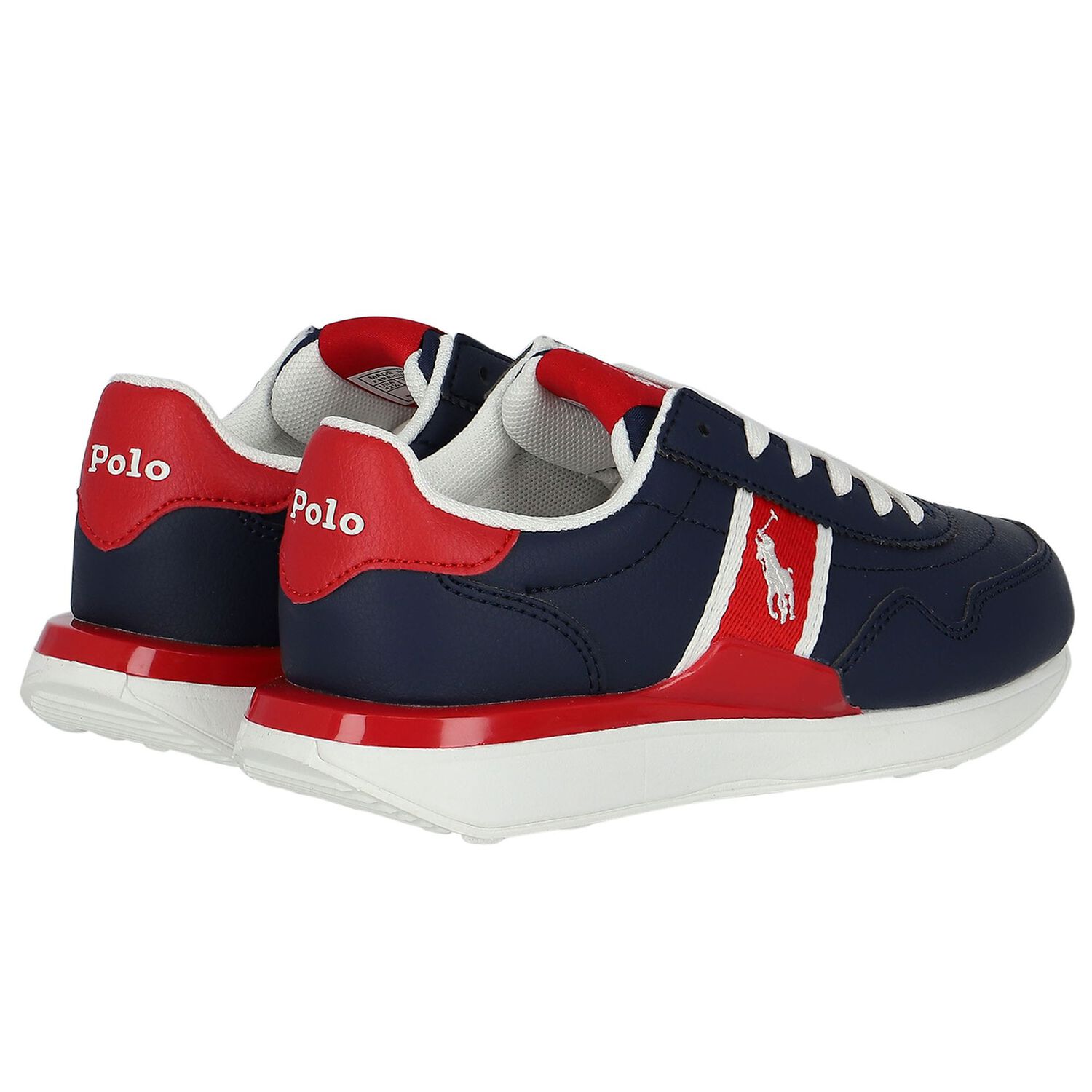 Boys Navy Blue & Red Trainers, 1, hi-res