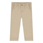 Baby Boys Beige Logo Trousers, 1, hi-res