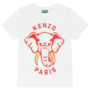 Boys White Elephant Logo T-Shirt