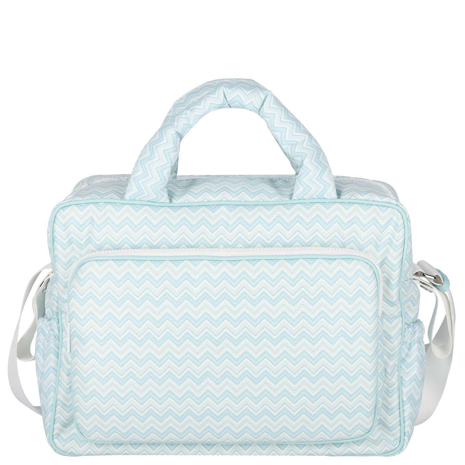 Baby Boys Blue & White Zig Zag Changing Bag, 1, hi-res