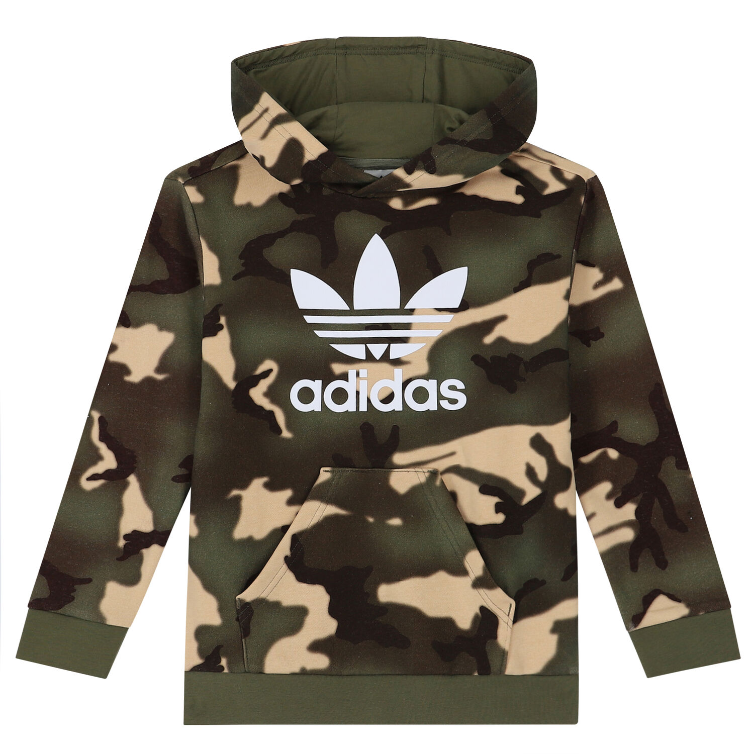 توب هودي بالشعار باللون الأخضر الكاكي, 1, hi-res