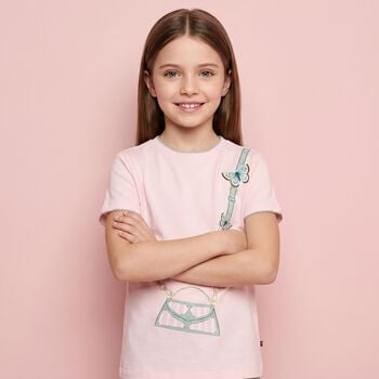 Girls Pink Logo Bag T-Shirt
