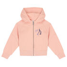 Girls Pink Logo Hooded Zip-Up Top, 1, hi-res