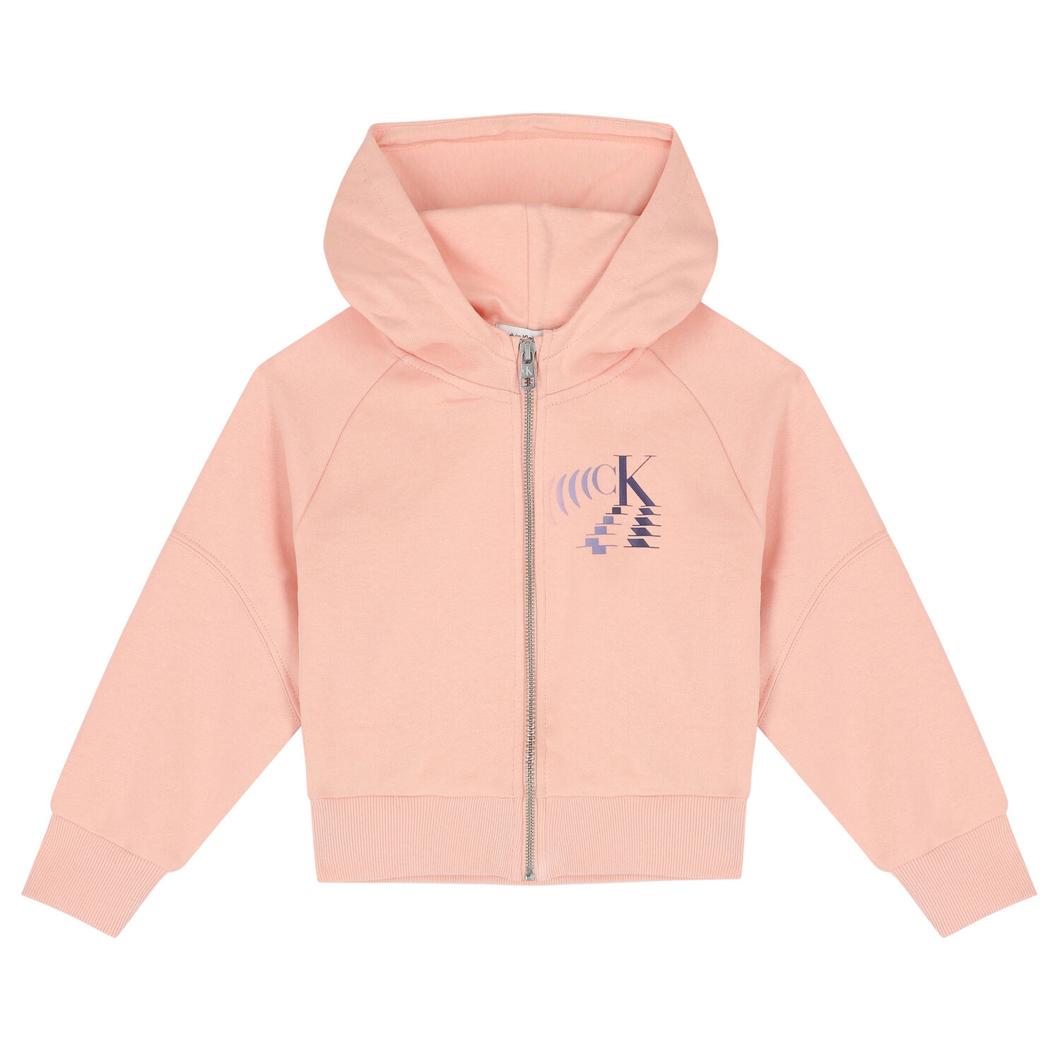 Girls Pink Logo Hooded Zip-Up Top, 1, hi-res image number null