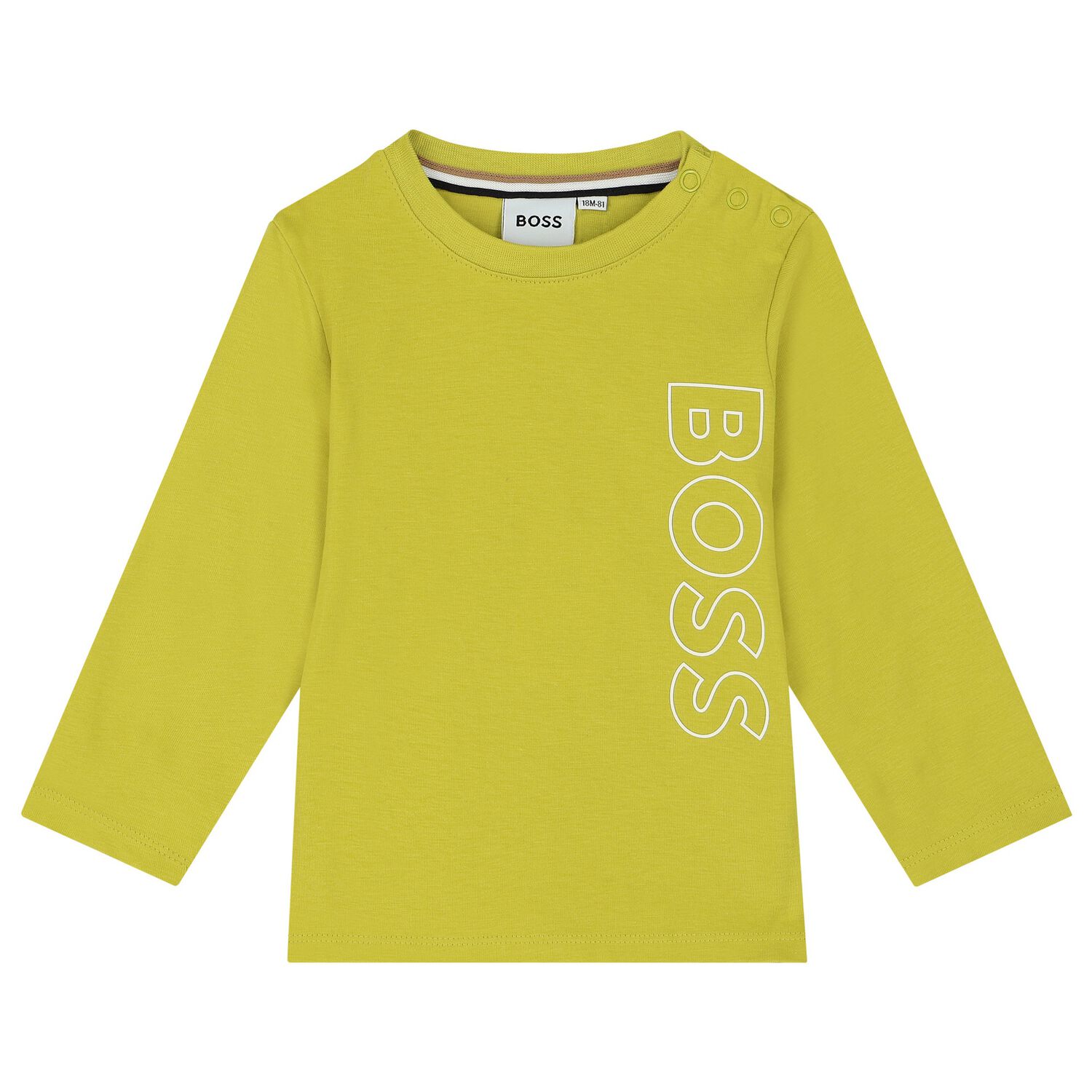 Younger Boys Lime Green Logo Long Sleeve Top, 1, hi-res