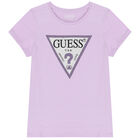 Girls Purple Diamante Logo T-Shirt, 3, hi-res