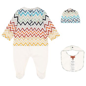 Ivory & Blue Logo Zig Zag Babygrow Gift Set