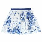 Girls White & Blue Printed Skirt, 1, hi-res
