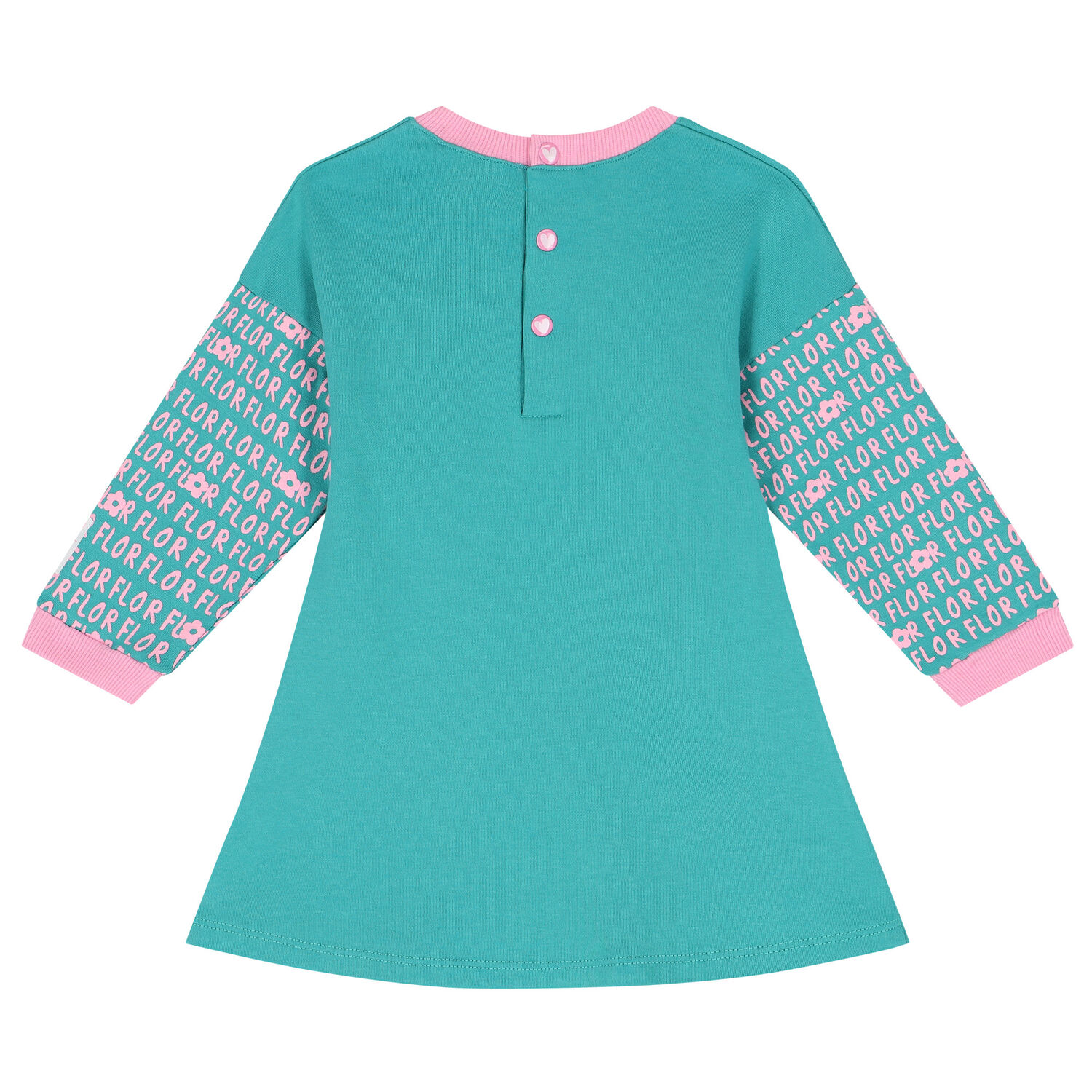 طقم فستان بنات باللون الأخضر والوردى, 1, hi-res