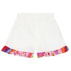 Girls White Fontane Print Shorts, 1, hi-res