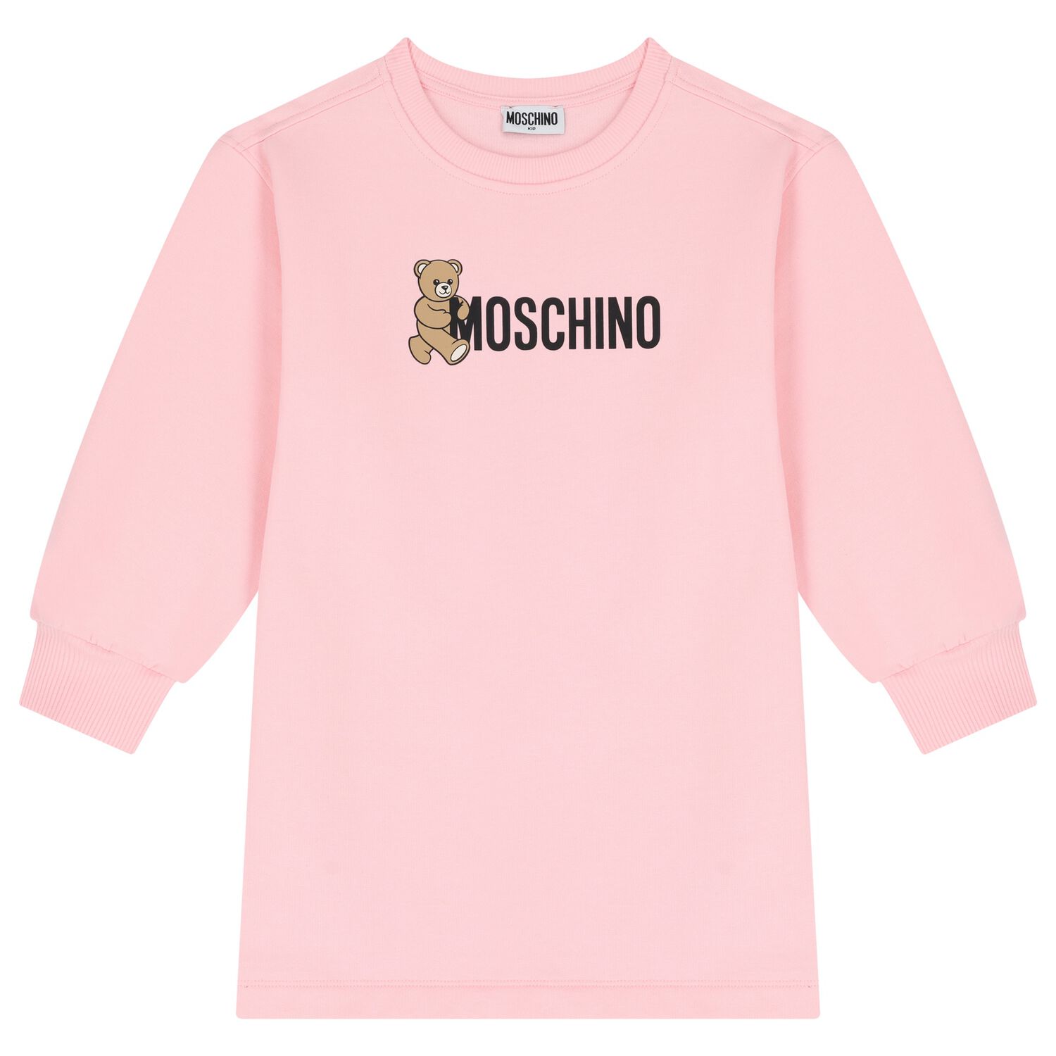 Girls Pink Teddy Bear Logo Dress, 1, hi-res