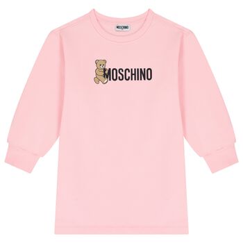 Girls Pink Teddy Bear Logo Dress