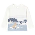 Younger Boys Ivory Polar Animals Long Sleeve Top, 1, hi-res