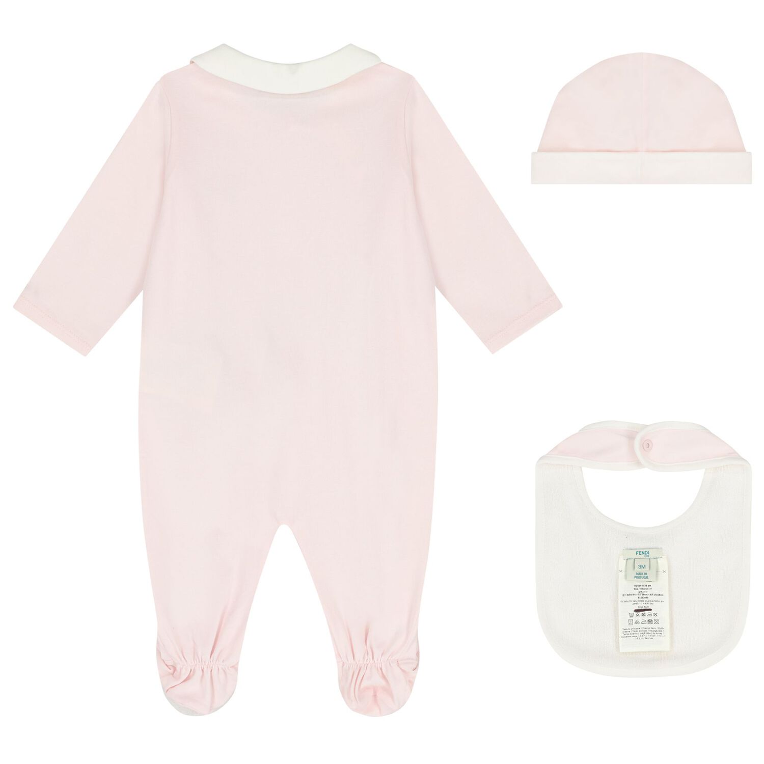Baby Girls Pink & Ivory Logo Babygrow Gift Set , 1, hi-res