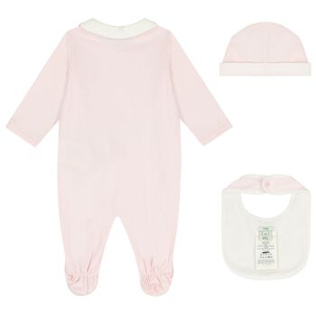 Baby Girls Pink & Ivory Logo Babygrow Gift Set 