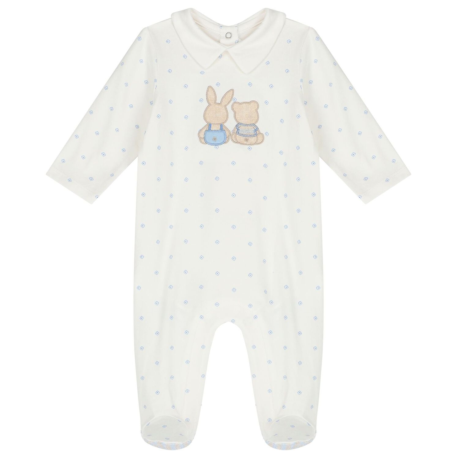 Baby Boys White & Blue Babygrows ( 2-Pack ), 1, hi-res