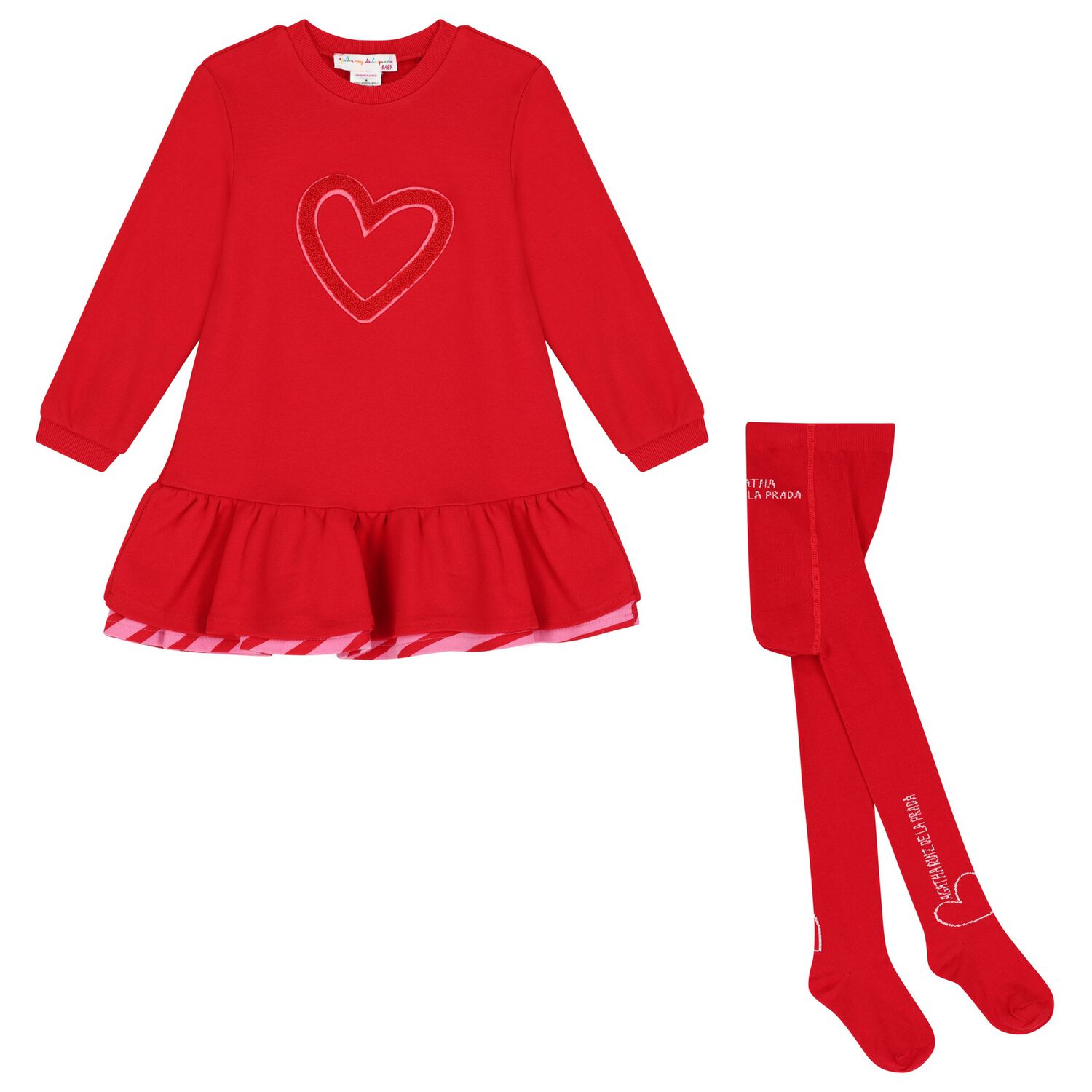 Girls Red Heart Dress Set, 1, hi-res image number null