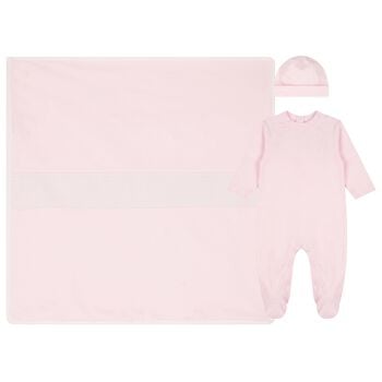 Baby Girls Pink Smocked Babygrow Gift Set