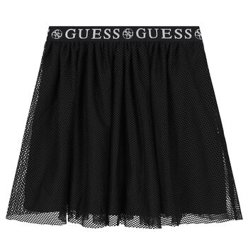 Girls Black Logo Mesh Skirt