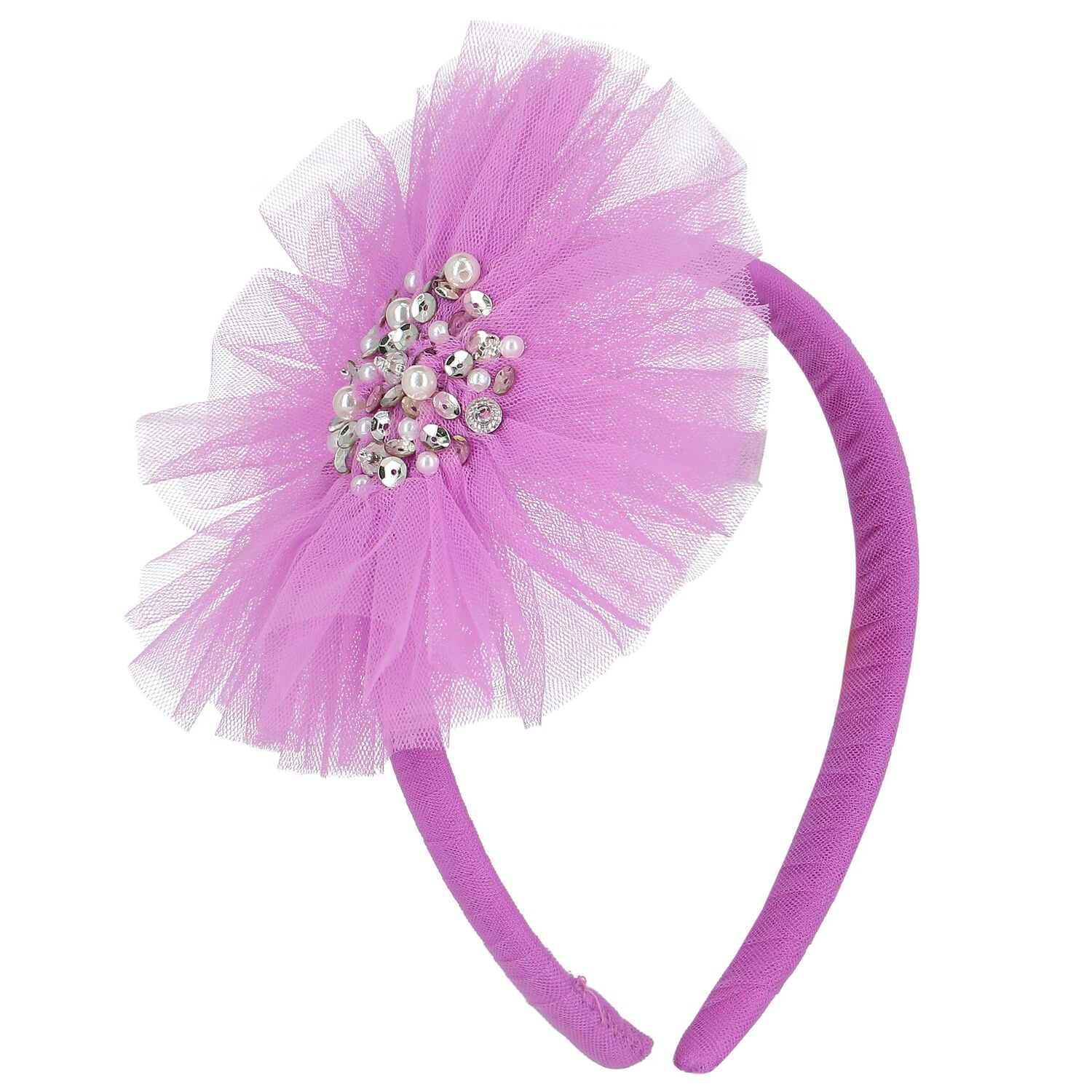 Girls Violet Tulle Headband, 1, hi-res image number null