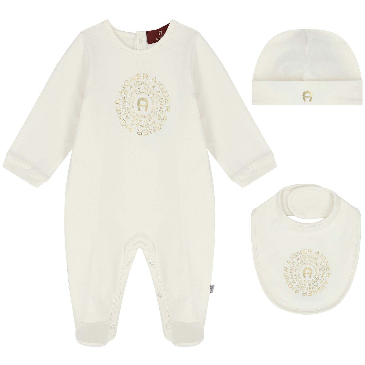 Ivory & Gold Logo Babygrow Gift Set, 1, hi-res