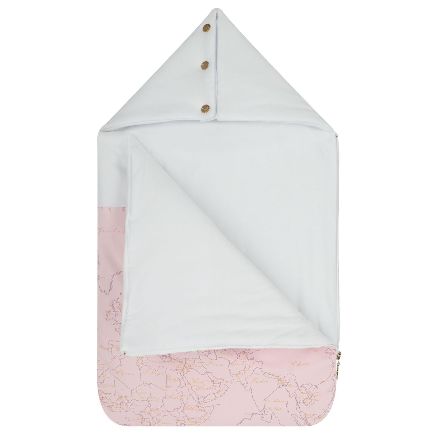 Baby Girls White & Pink Geo Map Baby Nest, 1, hi-res
