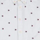 Boys Blue Logo Striped Shirt, 1, hi-res