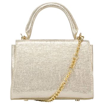 Girls Gold Textured Faux Leather Handbag