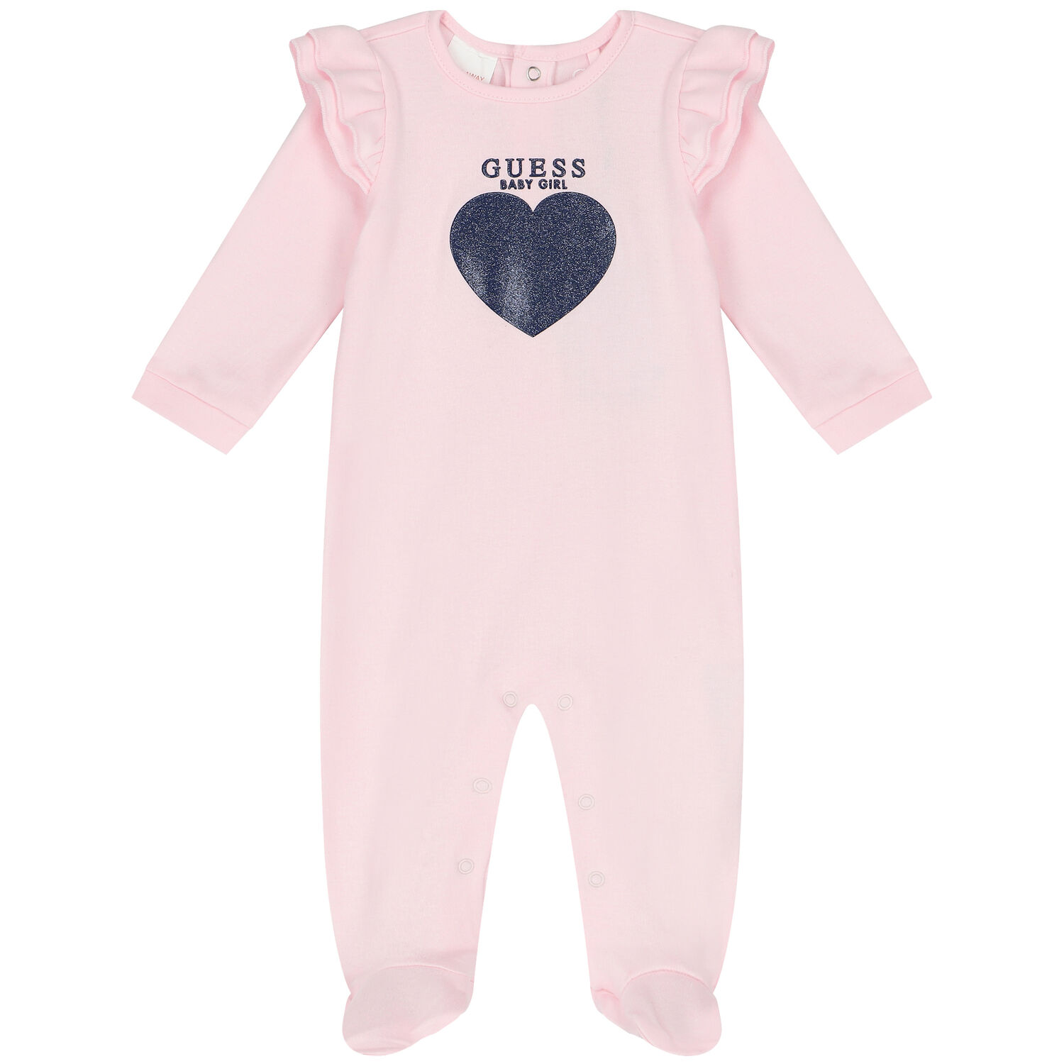 Baby Girls Pink Heart Babygrow, 1, hi-res