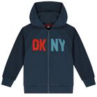 Boys Blue Logo Hooded Zip Up Top, 1, hi-res