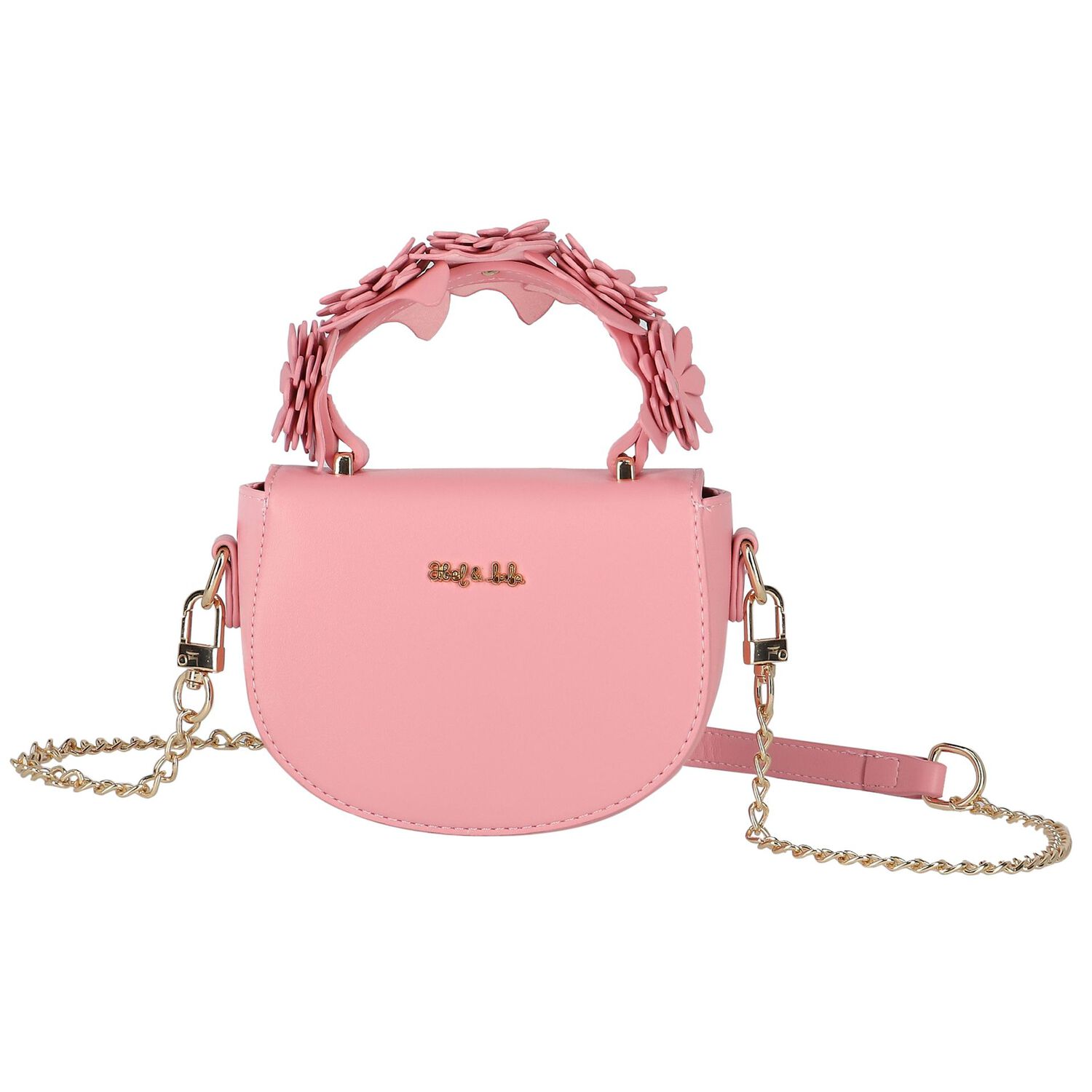 حقيبة بنات يد بطبعة الزهور باللون الوردي, 1, hi-res