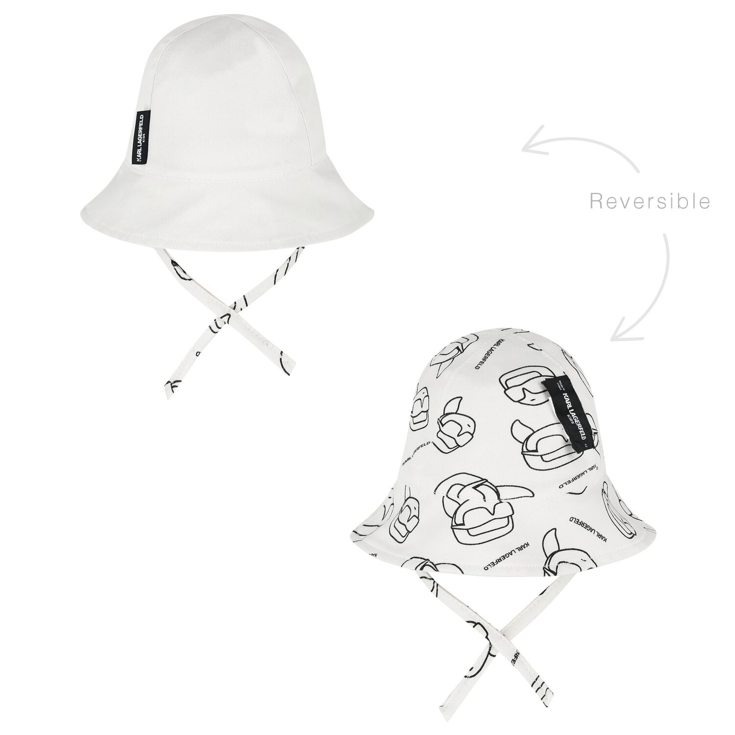 Baby Boys White Logo Reversible Logo Hat, 1, hi-res