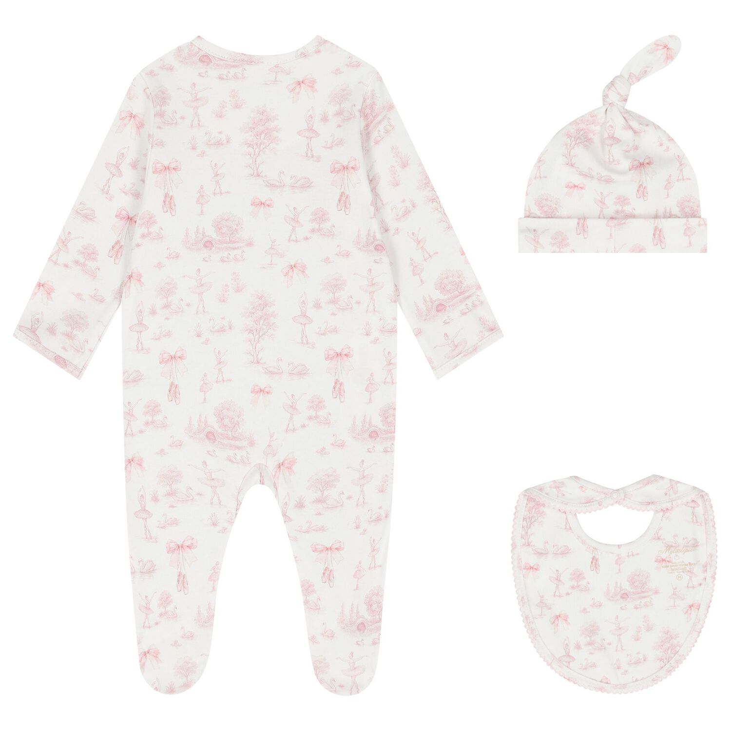 Baby Girls White & Pink Swan Babygrow Gift Set , 1, hi-res