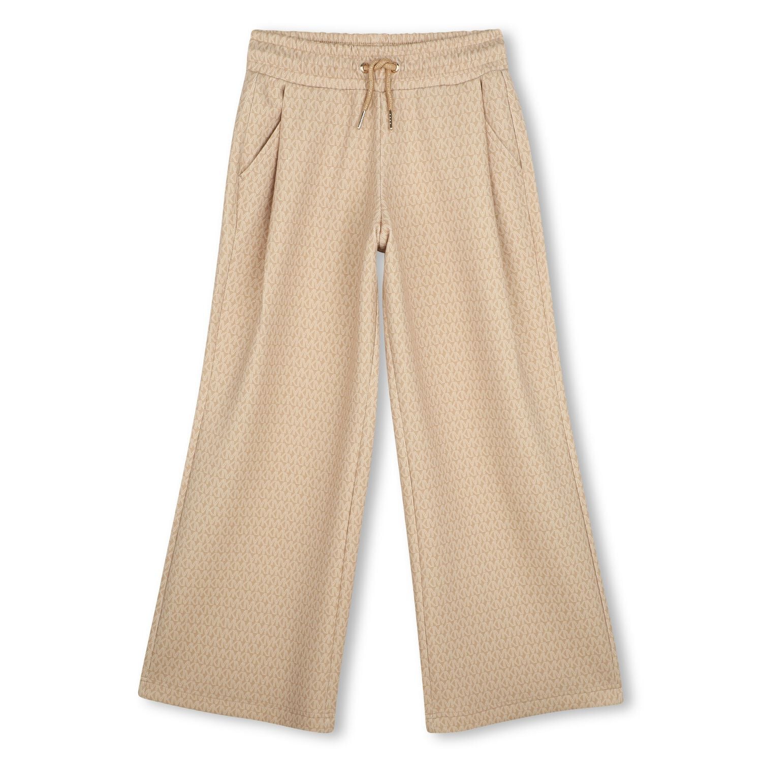Girls Beige Logo Trousers, 1, hi-res