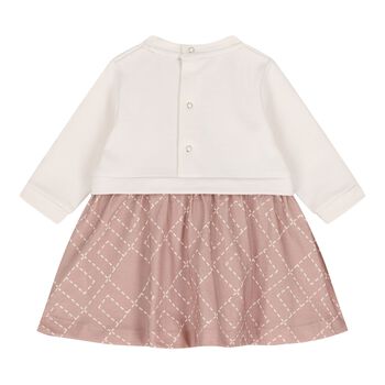 Baby Girls Ivory & Pink Logo Dress