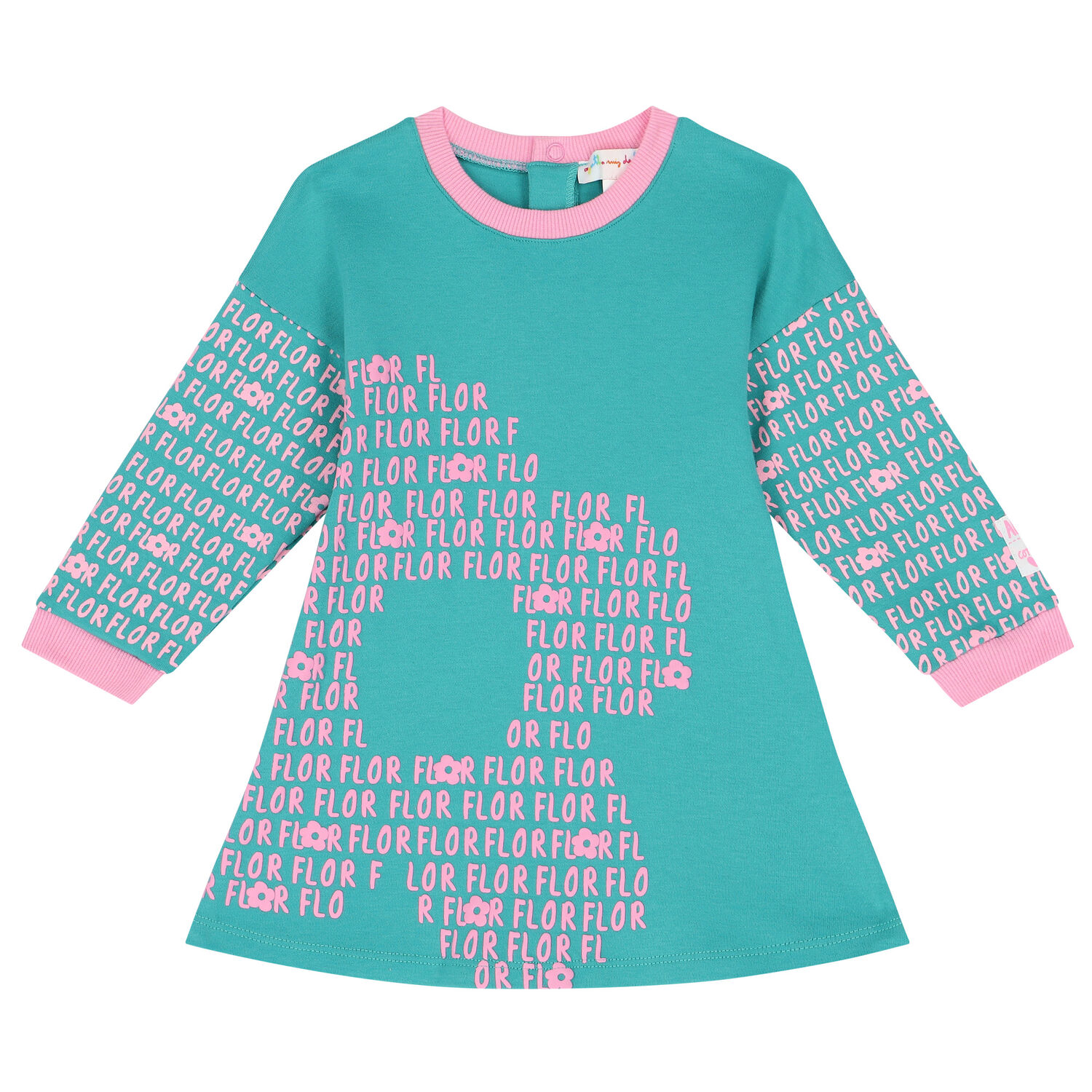 طقم فستان بنات باللون الأخضر والوردى, 1, hi-res